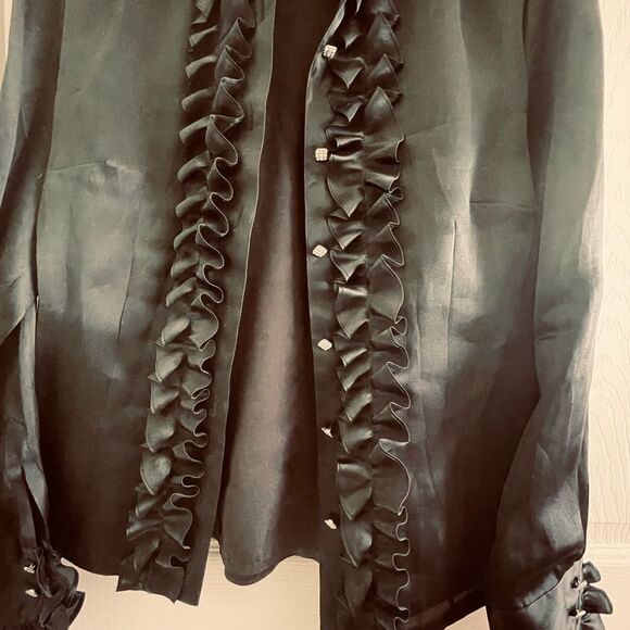 Talbots Silk blouse - Size 10 - Women’s - Romantic black- Long Sleeve Blouse - Picture 3 of 4